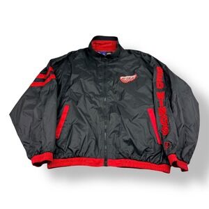 Pro Player Detroit Red Wings NHL Jacket Full Zip Black Red Mens XL Vintage